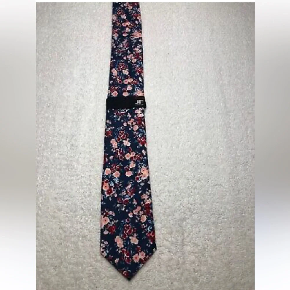 J FERRAR MENS TIE NAVY BLUE Floral